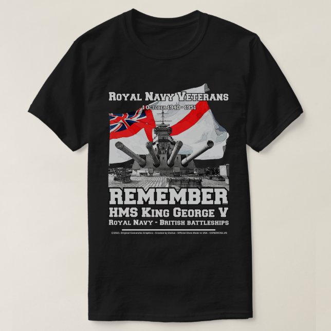 HMS King George Vclass battleship Veterans T-Shirt (Design Front)
