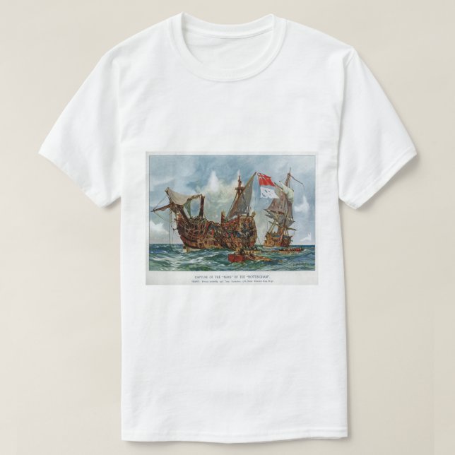 HMS Nottingham and battleship Mars 1703 T-Shirt (Design Front)