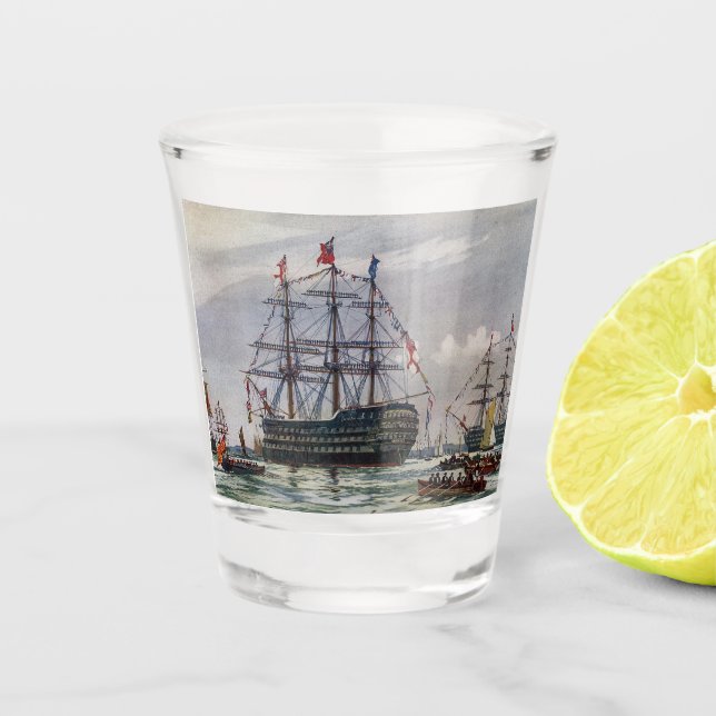 HMS Queen Battleship 1839 Shot Glass (Front)