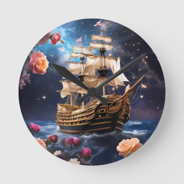 HMS Victory Lord Nelsons Ship Round Clock (Front)