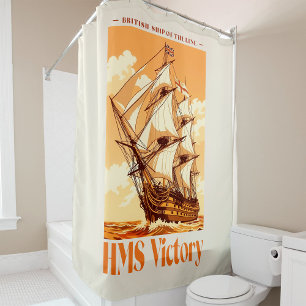 HMS Victory Poster Iconic British Ship of the Line Shower Curtain