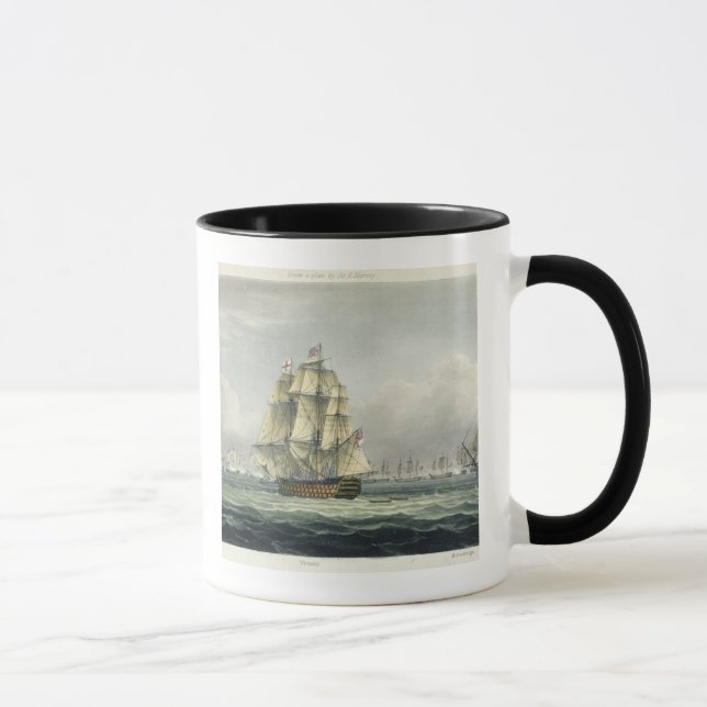 HMS Victory sailing for the French line flanked by Mug (Right)