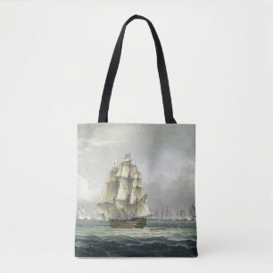 HMS Victory sailing for the French line flanked by Tote Bag