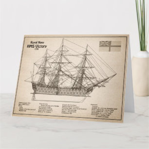 HMS Victory - Ship Blueprint Plans SD Thank You Card
