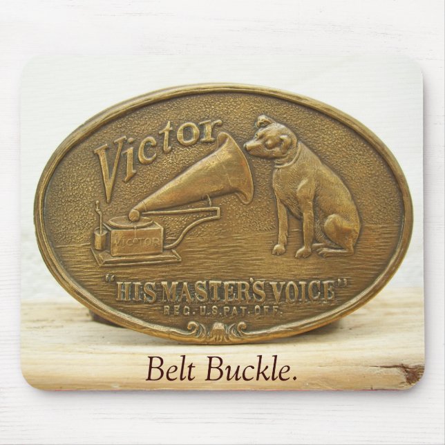 HMV, VICTOR, Belt Buckle. Mouse Mat (Front)