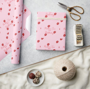 Hnadwritten sassy redlipstick Birthday Wrapping Paper