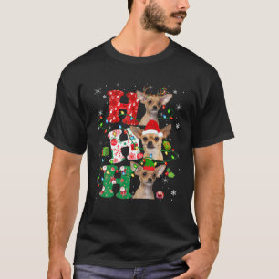 Ho3 Christmas Lights Santa Elf Reindeer Chihuahua T-Shirt