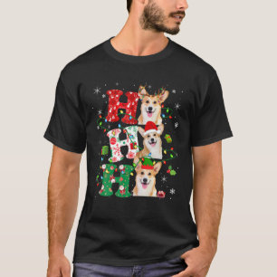Ho3 Christmas Lights Santa Elf Reindeer Corgi T-Shirt