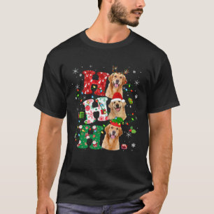 Ho3 Christmas Lights Santa Elf Reindeer Golden Ret T-Shirt