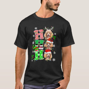 Ho3 Christmas Lights Santa Elf Reindeer Poodle T-Shirt