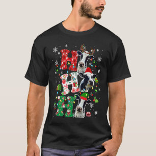 Ho3 Funny Christmas Lights Santa Elf Reindeer Cow T-Shirt