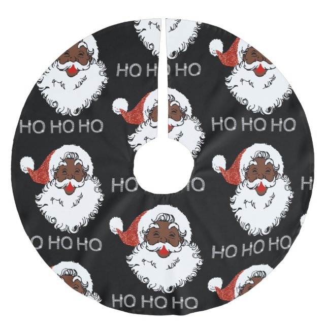ho black santa brushed polyester tree skirt (Front)