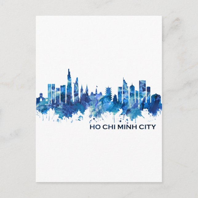 Ho Chi Minh City Vietnam Skyline Blue Holiday Postcard (Front)