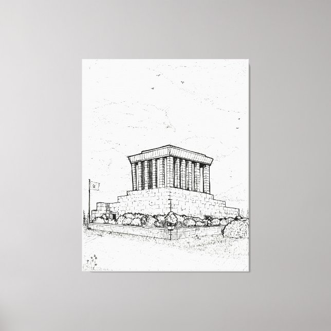 Ho Chi Minh Mausoleum Hanoi Vietnam Illustration Canvas Print (Front)