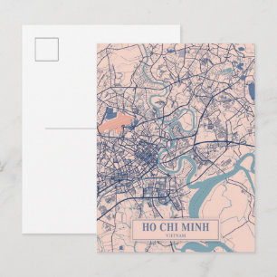 Ho Chi Minh Vietnam Breezy City Map Travel Postcard