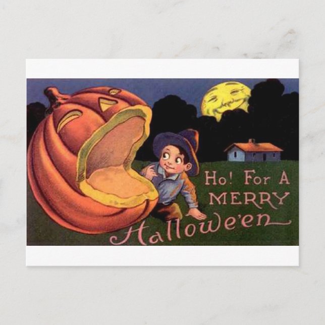 Ho!  For A Merry Halloween Postcard (Front)