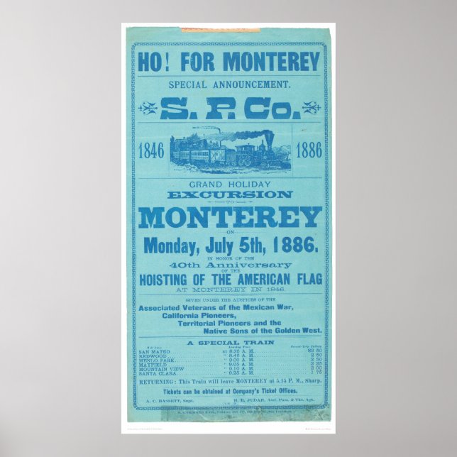 Ho for Monterey So. Pacific Advertisement (1652A) Poster (Front)