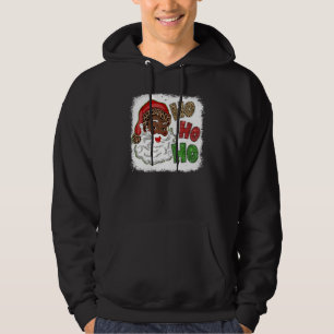 Ho Ho African American Santa Black Merry Christmas Hoodie