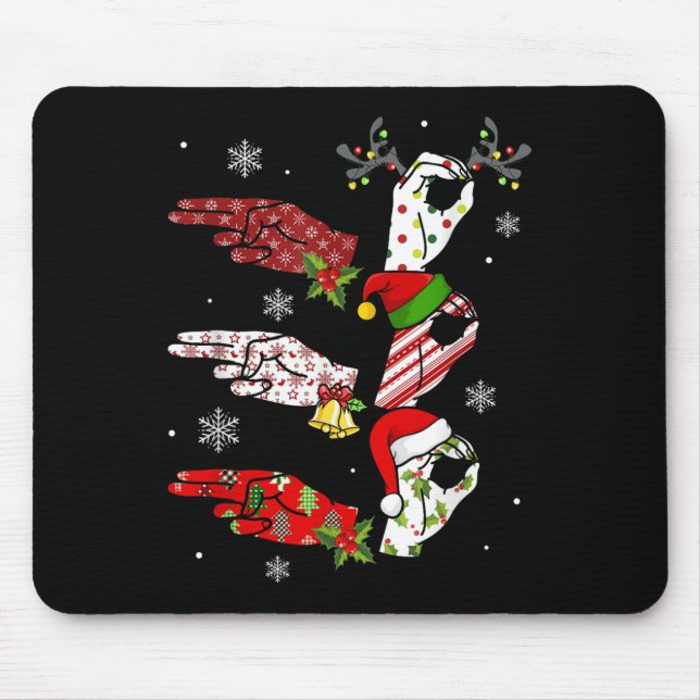 Ho Ho Asl Sign Language Deaf Pride Family Pyjamas  Mouse Mat (Front)