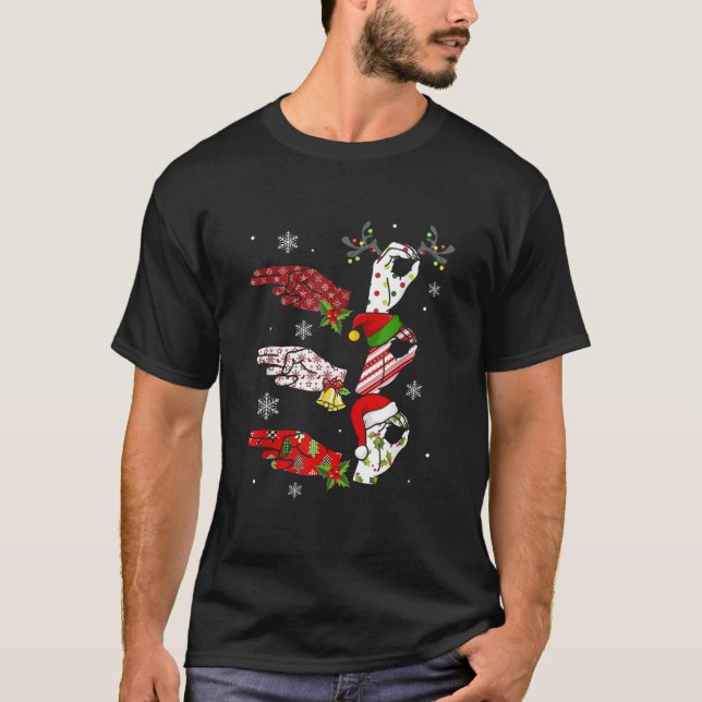 Ho Ho ASL Sign Language Deaf Pride Family Pyjamas  T-Shirt (Front)