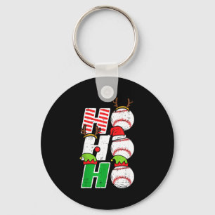 Ho Ho Baseball Elf Candy Cane Funny Christmas Srt Key Ring