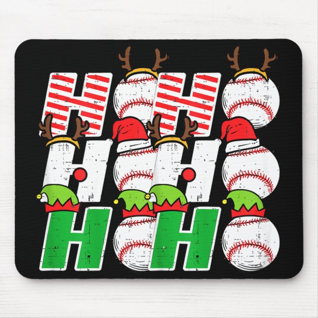 Ho Ho Baseball Elf Candy Cane Funny Christmas Srt  Mouse Mat (Front)