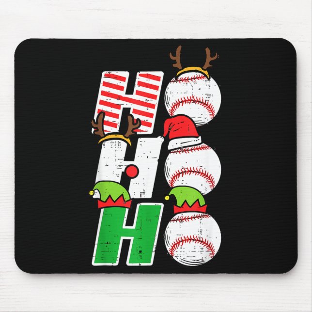 Ho Ho Baseball Elf Candy Cane Funny Christmas Srt  Mouse Mat (Front)