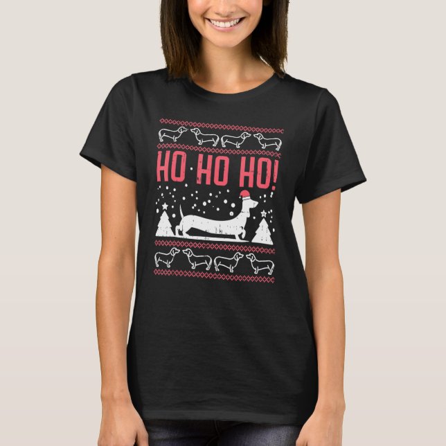 Ho Ho Dachshund Santa Ugly Christmas Sweater Dog O (Front)
