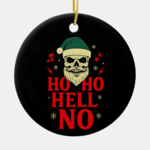 Ho Ho Hell No – Gothic Skull Santa Christmas Ceramic Tree Decoration