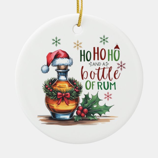 Ho Ho Ho And A Bottle Of Rum Ornament (Front)
