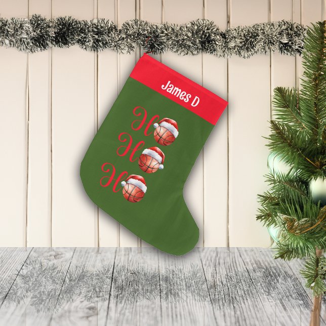 Ho Ho Ho Basketball Custom Name Large Christmas Stocking (Creator Uploaded)