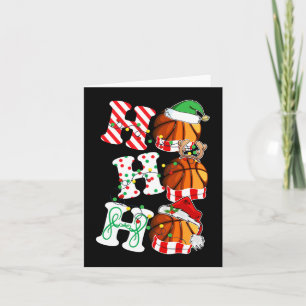 Ho Ho Ho Basketball Lights Santa Hat reindeer ELF  Card