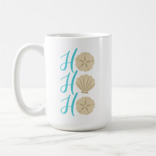 Ho Ho Ho Beach Christmas Sand Dollar and Shell Coffee Mug