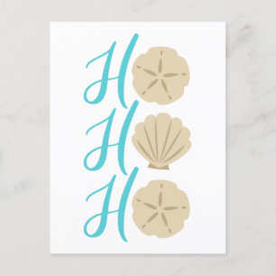 Ho Ho Ho Beach Christmas Sand Dollar and Shell Holiday Postcard