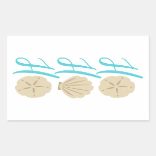 Ho Ho Ho Beach Christmas Sand Dollar and Shell Rectangular Sticker
