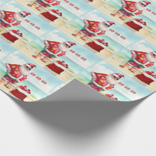 Ho Ho Ho Beach Loving Santa Clause Christmas Wrapping Paper