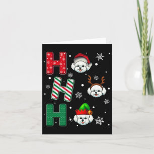 Ho Ho Ho Bichon Frise Dog Matching Christmas Santa Card