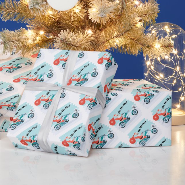 Ho Ho Ho Biker Santa Wrapping Paper (Holidays)