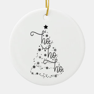 Ho Ho Ho Black and White Christmas Tree Ornament
