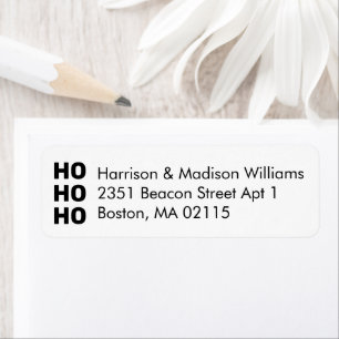 Ho Ho Ho black white Christmas Return Address 