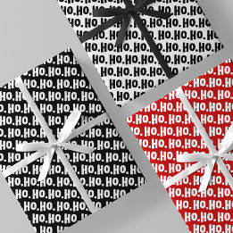 Ho. Ho. Ho. Black, White & Red Chic & Stylish Wrapping Paper Sheet