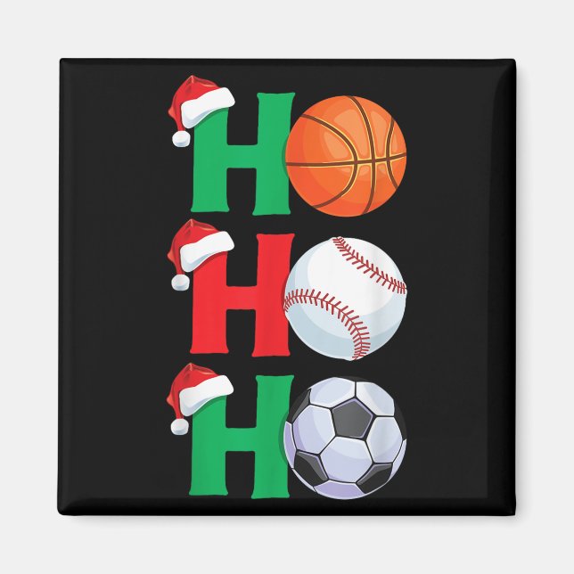 Ho Ho Ho Boys Christmas Srts Basketball Baseball S Magnet (Front)