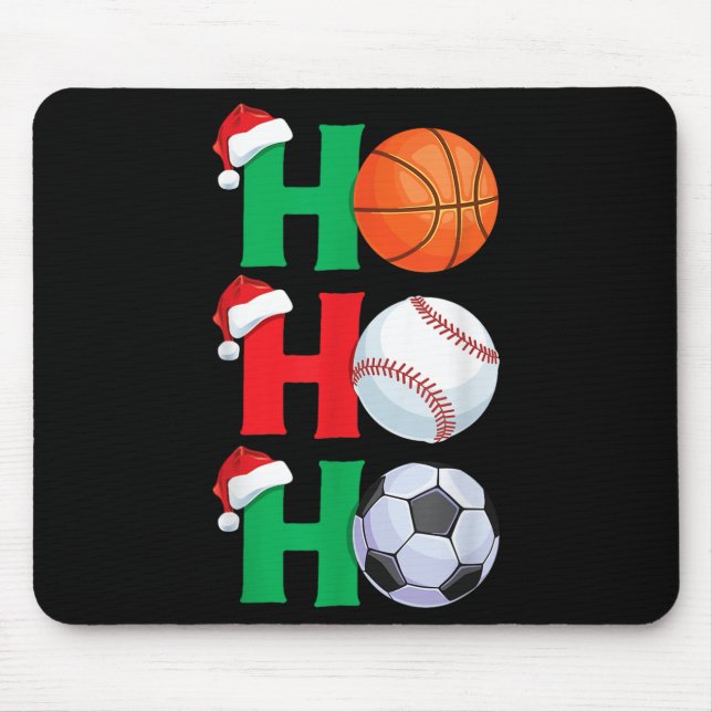 Ho Ho Ho Boys Christmas Srts Basketball Baseball S Mouse Mat (Front)