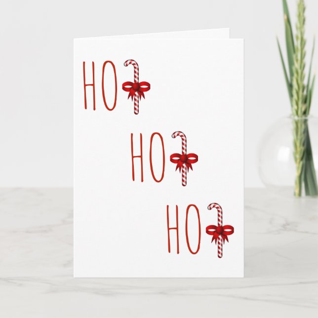 HO HO HO Candy Cane Holiday Card (Front)