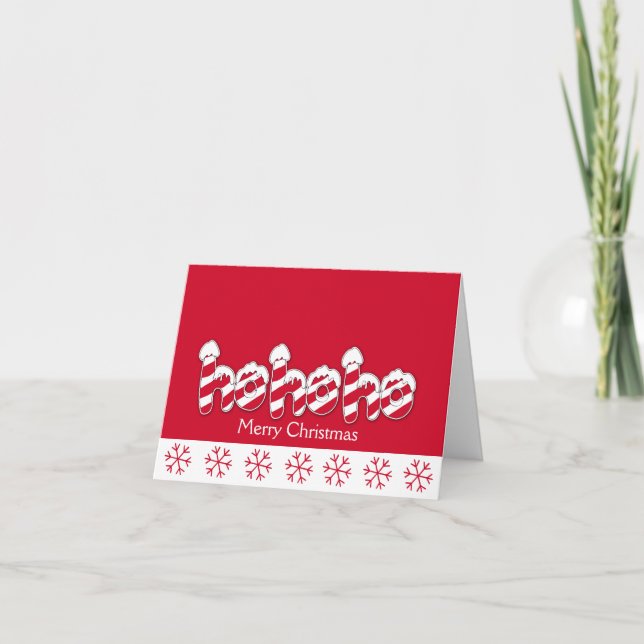 Ho Ho Ho Candy Cane Holiday Christmas Card (Front)