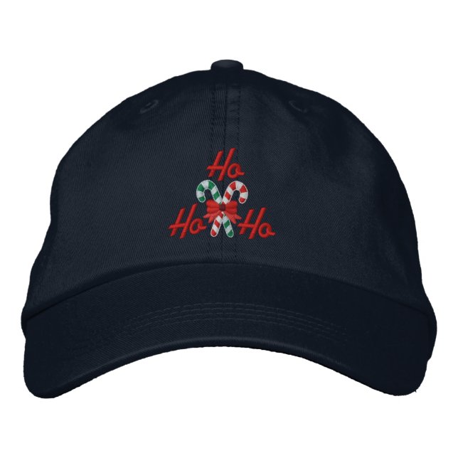 Ho Ho Ho Candy Canes Embroidery Embroidered Hat (Front)