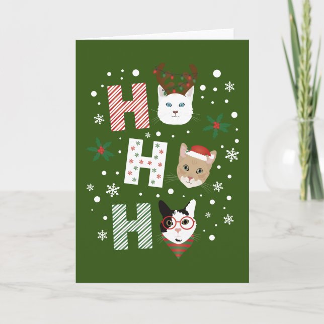 Ho Ho Ho Cats Merry Christmas Card (Front)