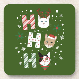 Ho Ho Ho Cats Merry Christmas Coaster