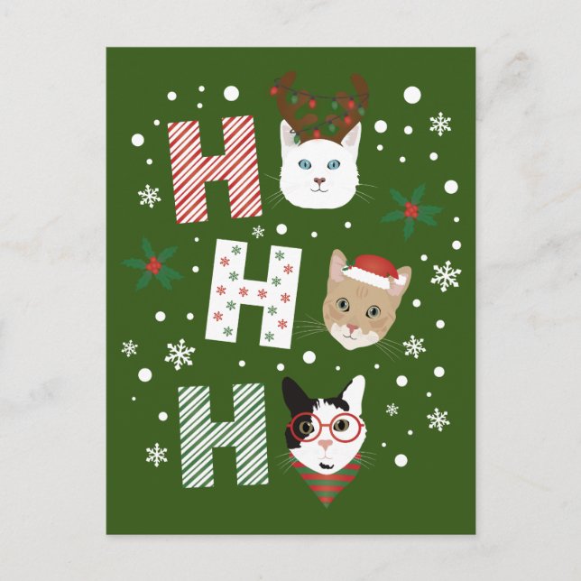 Ho Ho Ho Cats Merry Christmas Holiday Postcard (Front)