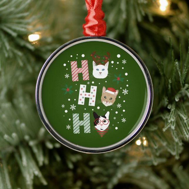Ho Ho Ho Cats Merry Christmas Metal Tree Decoration (Tree)